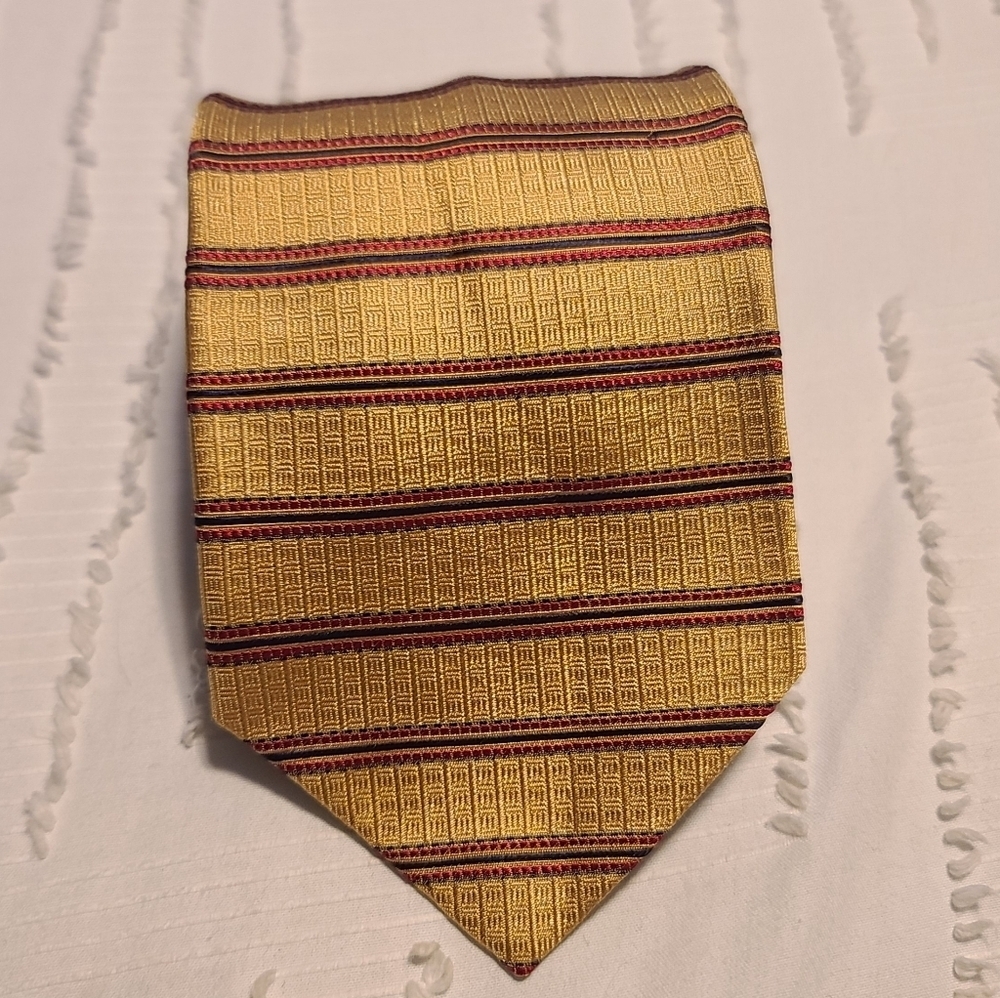 Jos. A. Bank Silk Gold And Red Striped Neck Tie